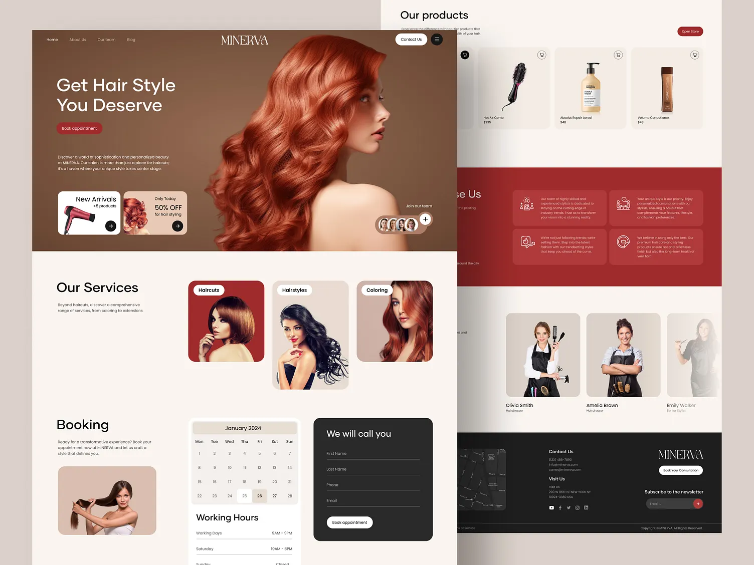 Ukázka webu pro kadeřnický salon Minerva